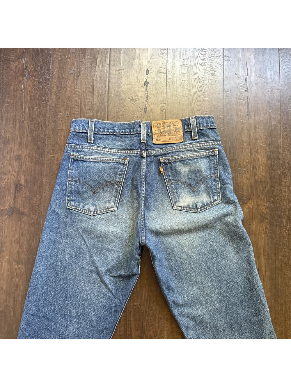 Vintage 80s 90s Levi 505 Jeans 31x28 Mens Unisx Orange Tab Cotton Straight Leg